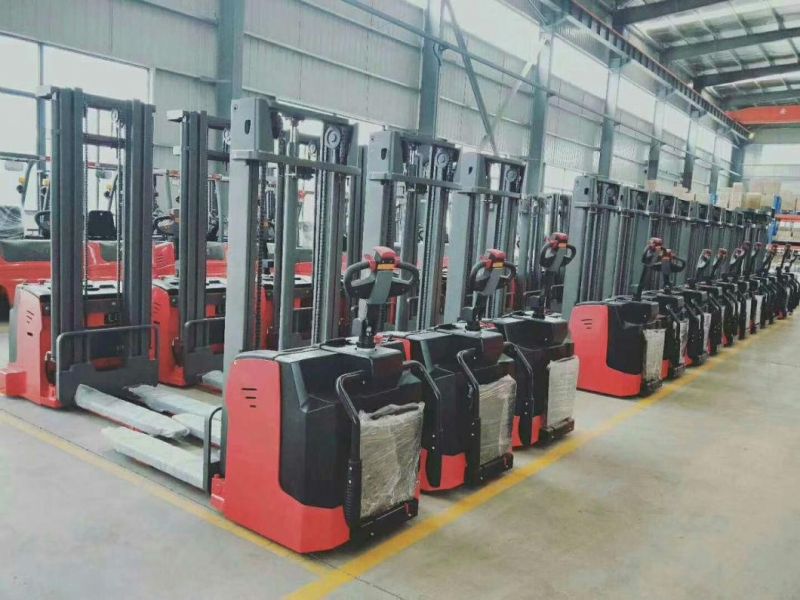 1500kg 2000kg Wide-Leg Electric Straddle Stacker Forklift with 1.6-6m Lift Height