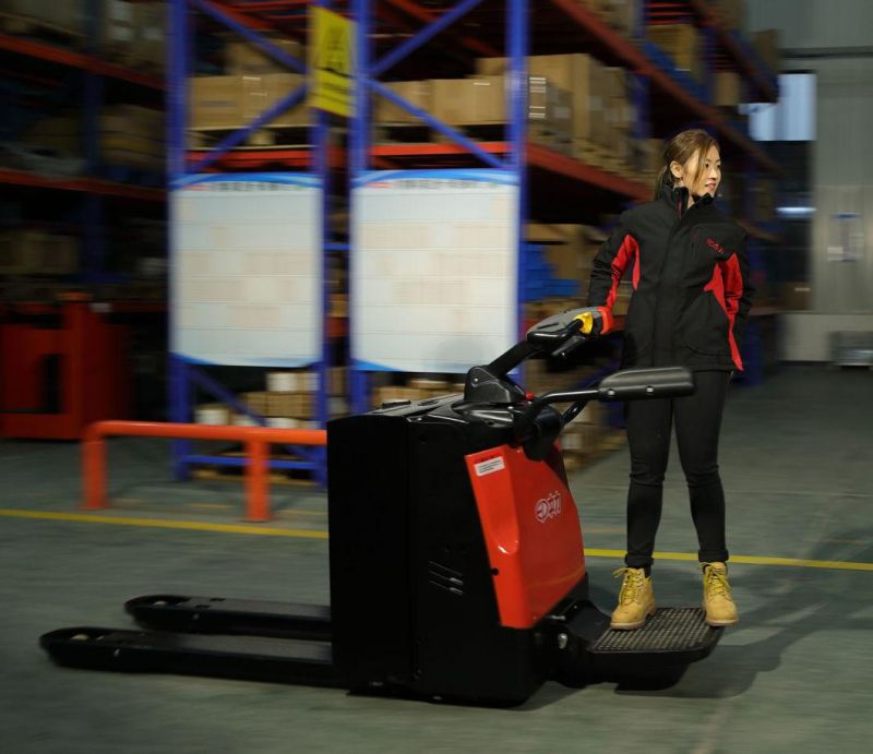 2000kg Capacity Stand on Drive Electric Pallet Truck with Lithium Battery