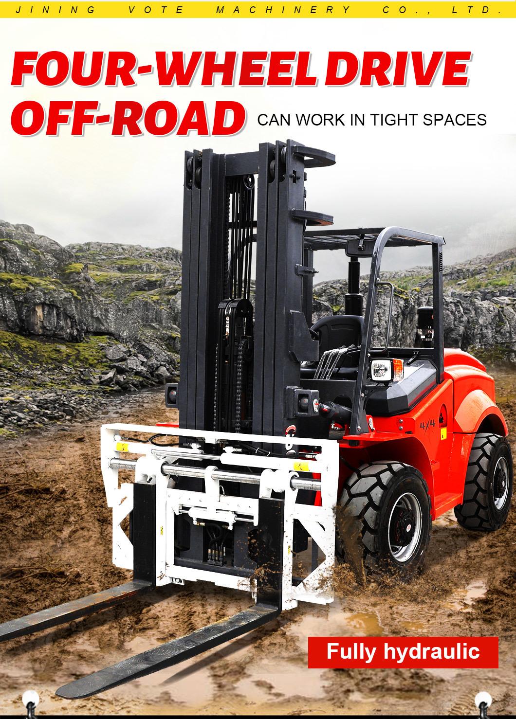 Full-Free 4WD Rough Terrain Diesel Forklift 3 to 5 Ton Small Forklifts Manufacturer
