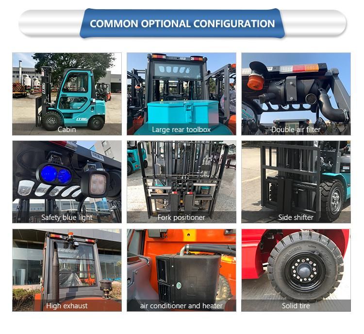 China Optional Engine Forklift Truck Ltmg 3.5t 4ton 5ton Wheel Diesel Forklift with Spare Parts