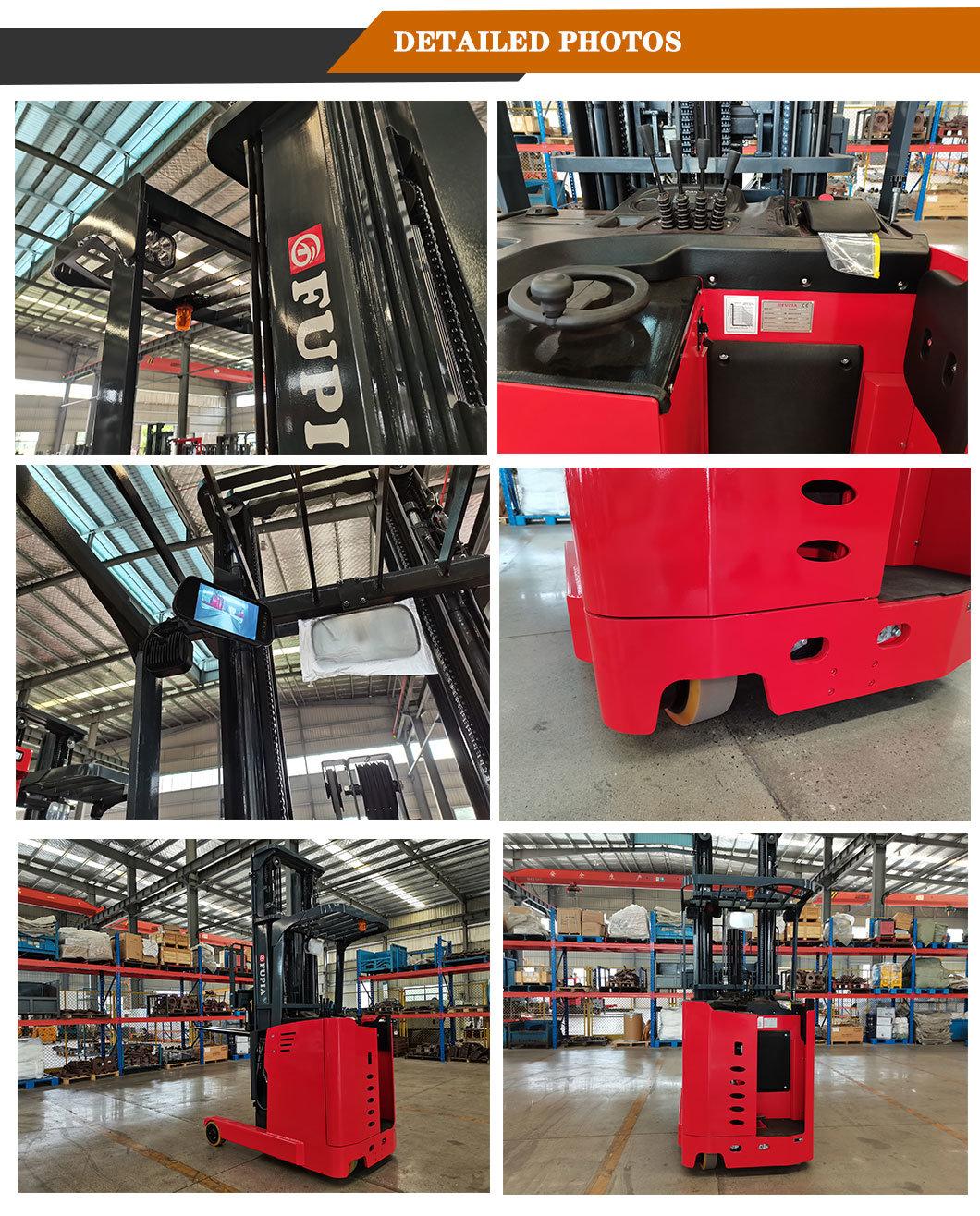 Warehouse Electric Machine Electric Reach Sacker Triplex Mast 8 M High Lift 1.5 Ton Reach Forklift Truck