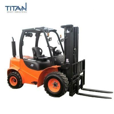 Titan China New 2.5 Ton Smart Hand Manual Diesel Mini Forklift for Sale with Pallet Fork