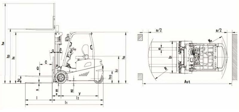1.6 Ton Three Wheel Electric Forklift, Battery Forklift