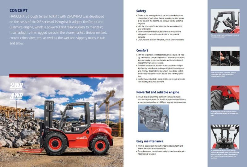 China 2.5t 3t 3.5t Rough Terrain Diesel Forklift Truck with Yunnei Engine