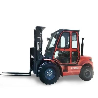 Ltmg 3 Ton 3.5 Ton 4 Ton 5 Ton 6 Ton 7 Ton 10 Ton 3t 3.5t 4t 5t 6t 7t 10t 4 X 4 Low Mast Fork Lift Rough Terrain Forklift Truck