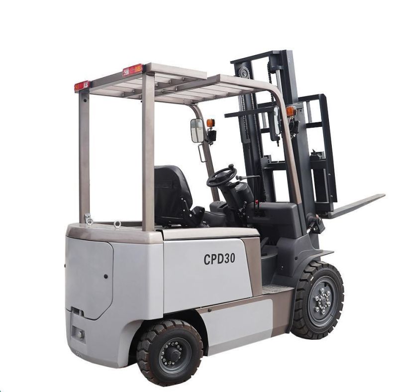 3ton 3000kg Material Handling Equipment Four Wheel Counterbalance Battery Operated Electric Forklift Container Loading