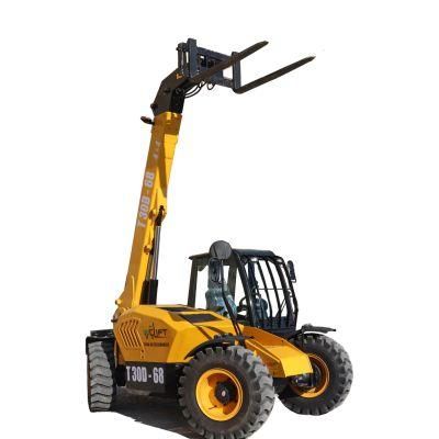 Construction Machinery 4X4 Telehandler 3ton Telescopic Forklift Four Wheel Steering