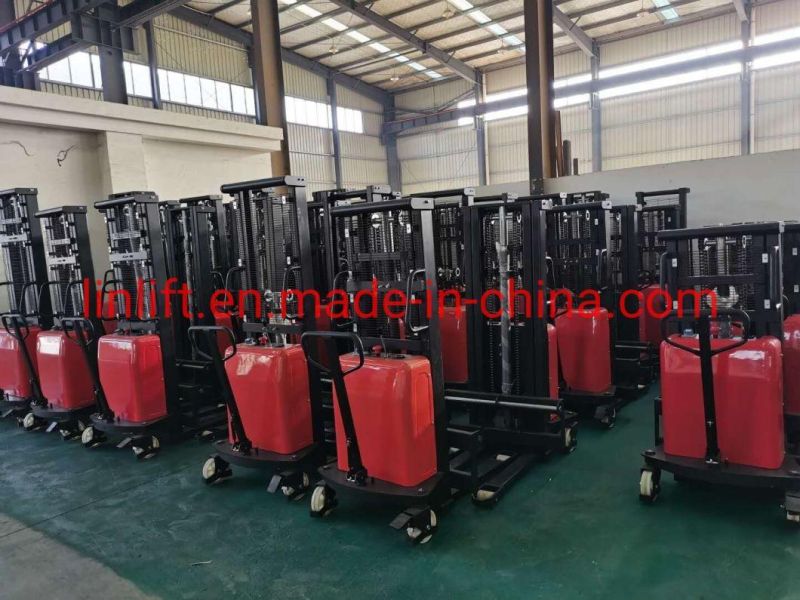 1500kgs, 1.6meters, Semi-Electric Battery Hydraulic Stacker Electric Pallet Forklift