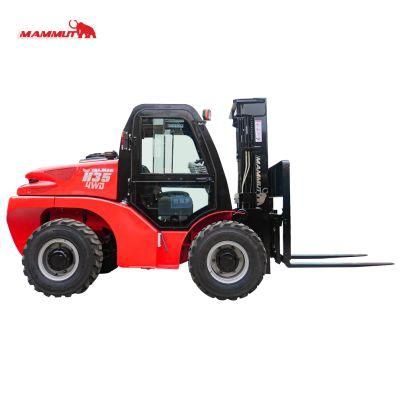 3.5ton 3500kg 4 Wheel Drive Diesel off Road Rough Terrain Forklift