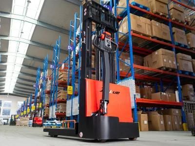 1.2t 3m 4m 5m Electric Stand-on Stacker Electric Stacker Pedestrian Reach Truck Mini Forklifts with Strong Endurance