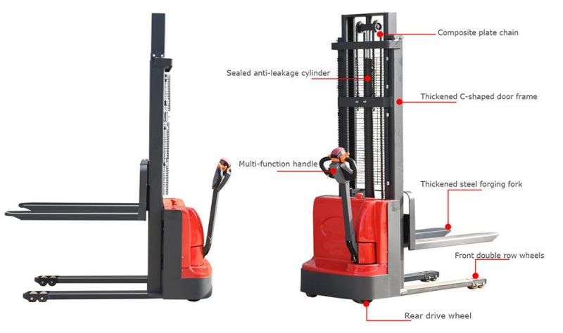 1500kg Fully Hydraulic Automatic forklift Pallet Powered Drive and Lift Electric Stacker