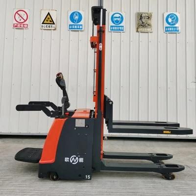 Electric 1600mm-5500mm Jiangmen Telehandler Stand on Driving Forklift Cdd