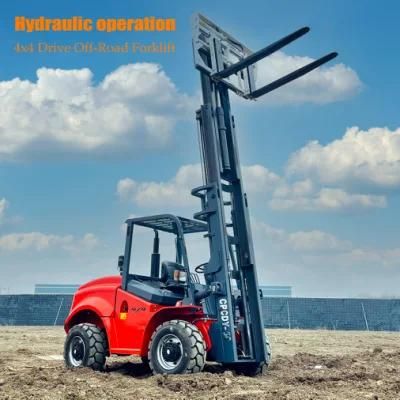 Four-Wheel Drive off Road Forklift 5 Ton All Terrian Forklift 6 Ton 7ton Rough Terrain Forklift for Sale
