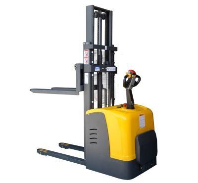 Warehouse 1ton 1.2ton 1.5ton 2ton Ride on Electric Pallet Stacker with Maximum 6m Lifting Height