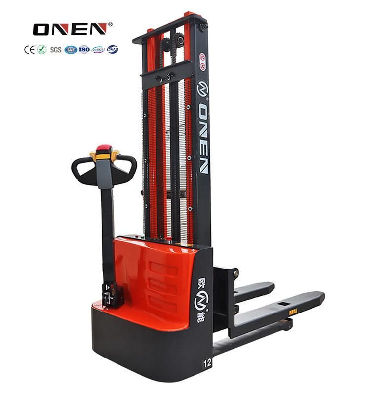 Energy Saving Durable 1000 -1500kg Warehouse Walking Electric Pallet Stacker Battery Forklift for Narrow Space with ISO14001/9001 TUV GS CE Certificate