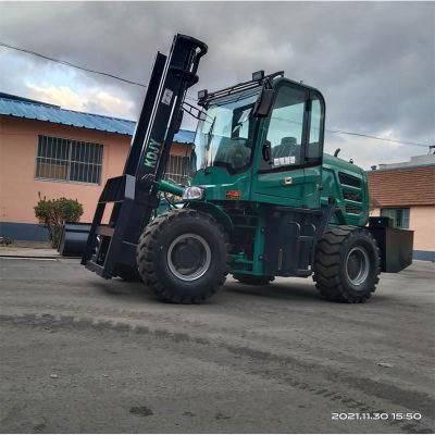 3ton Diesel Forklift 4WD All Rough Terrain Forklift Truck with Cabin