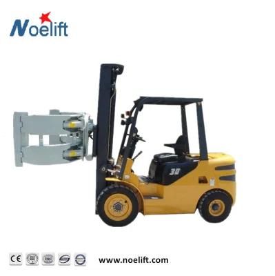 3tn Diesel Forklift with Paper Roller Clamp Attachment, 4.5meters 3 Stage Container Mast