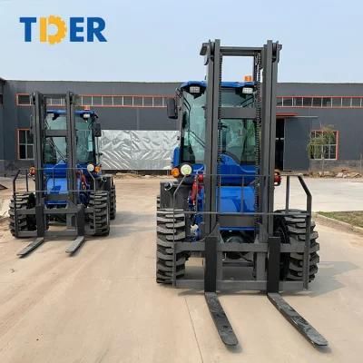 65 L Diesel Engine Tder All Terrain Forklifts 4WD Forklift