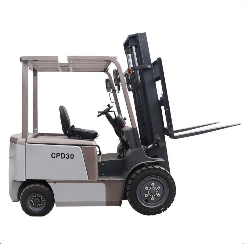 3ton 3000kg Material Handling Equipment Four Wheel Counterbalance Battery Operated Electric Forklift Container Loading