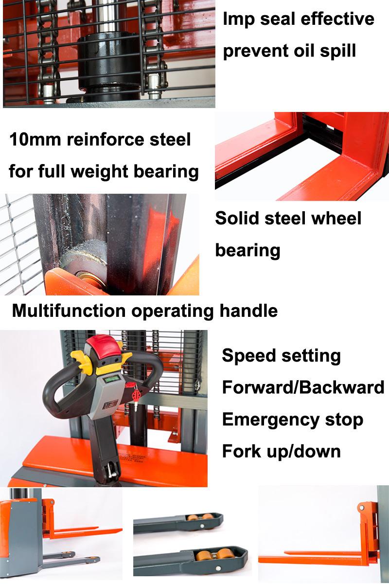 1000kg 1.5t Load Electric Stacker Forklift