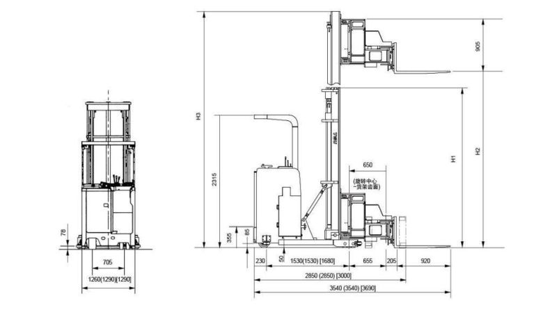 Hot Sale Gp Brand High Quality 3 Way Forklift Truck with Battery (ETT10-40)