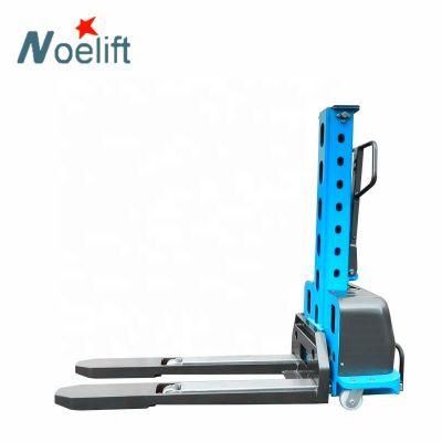 Blue Portable Walkie Lifter 500kg Self Lift Electric Stacker with 1300mm Chariot Elevateur