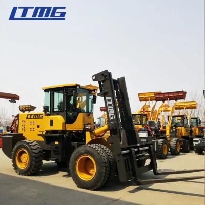 Ltmg 10ton Articulated Rough Terrain Forklift with Side Shift Fork Positioner Air conditioner