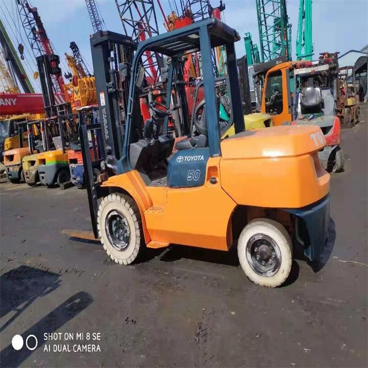 Used Wheeled Transport Vehicle Medium Fd50 Diesel Forklift Truck