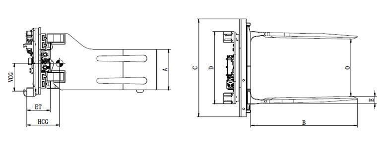 Forklift Part Attachment 1-7t Revolving/Sideshifting Bale Clamps for Hyster