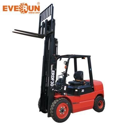 Everun Erdf30 3.0ton Chinese Forklift Manufacturers 3800*1230*2110mm Small Diesel Forklift