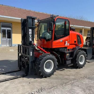 China Cheap All Terrain off Road Diesel Side Shifter Forklift 3.5ton