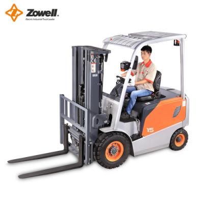 Zowell 4-Wheel Lift Truck CE Certificate Pneumatic/Solid/Non-Marking Tyres Material Handling Equipment Electric Forklift for Sale