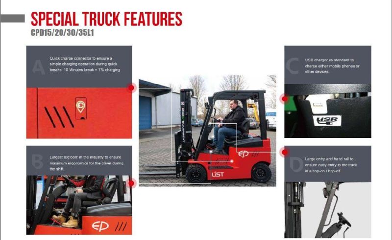L1 Li-ion 4 Wheel Counterbalance Truck From Ep Equipment with Quick Charging and High Performance