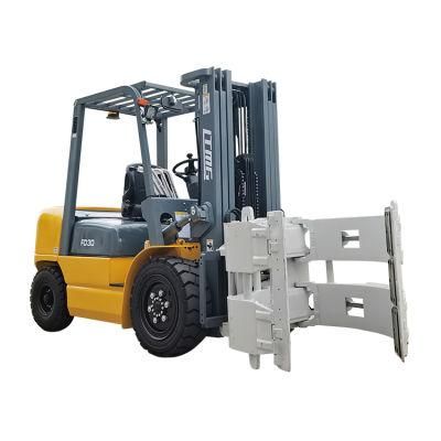 China Made Ltmg New Diesel Forklift 3 Tonne 3000kg Forklift Truck with Drum Paper Roll Clamp Attachment Price
