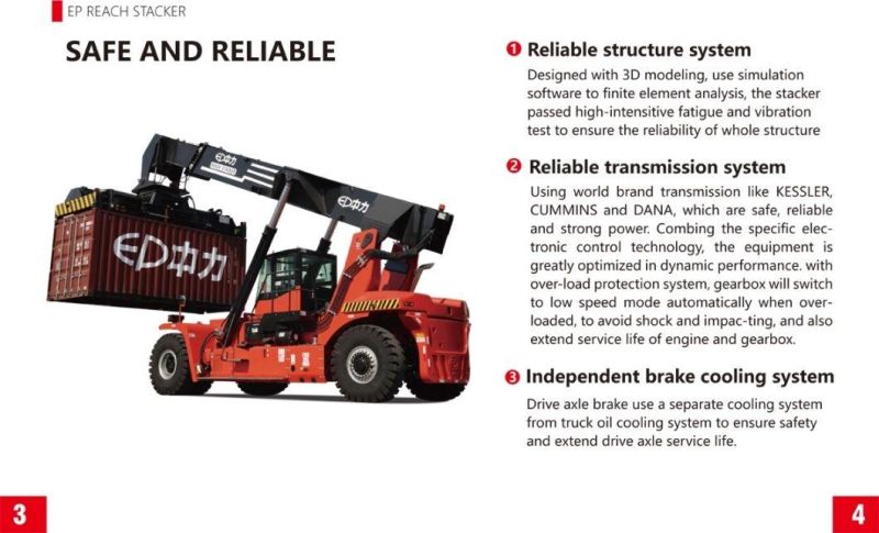 Ep Diesel Power Reach Stacker 45t Container Forklift with Power Engine