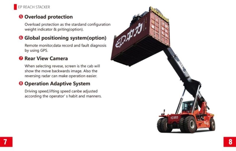 Ep Diesel Power Reach Stacker 45t Container Forklift with Power Engine