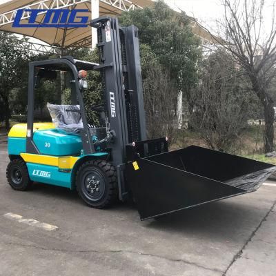 4m Height 3ton Counterbalanced Small Diesel Forklift with Hinged Bucket