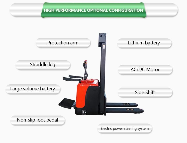 Hot Sale Lifting Forklift Truck Stand up 1ton 1.2ton 1.5ton 2ton Rider Electric Pallet Stacker