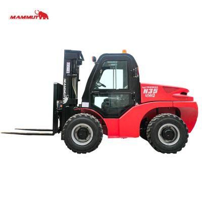 4WD Diesel Yanmar Isuzu Japan Engine Triple Stage Mast 4500mm Lifting Height Rough Terrain Dirty Muddy Road Forklift