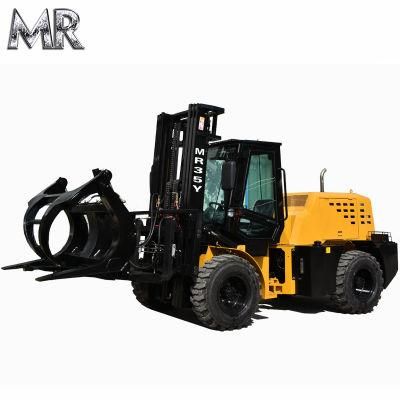 Chinese Log Grapple Diesel Fork Lift Mr35y Rough Terrain Forklift