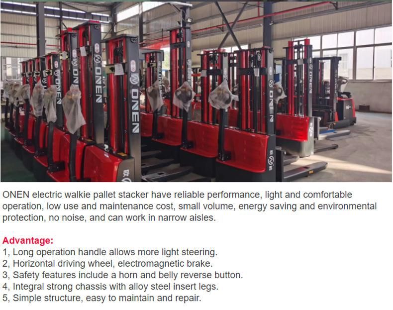 Lead Acid Battery Li-ion Onen Lift up Electric Pallet Stacker