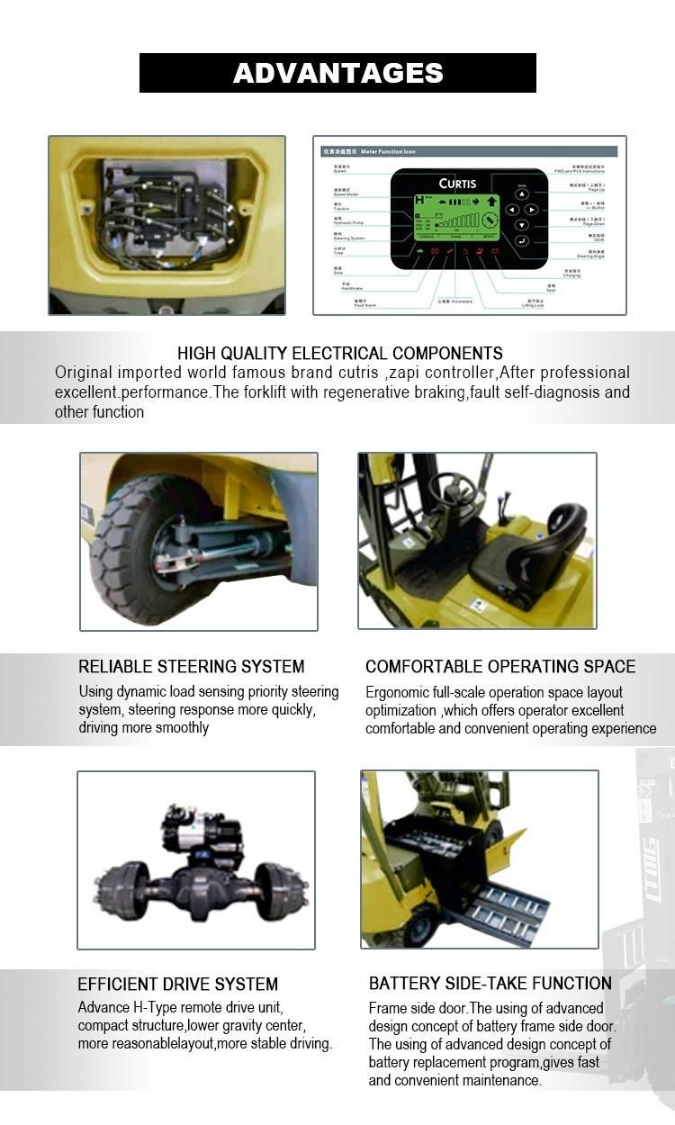 Ltmg China Battery Forklift 1t 1.5t 2t 3t Electric Forklift 2 Ton with Factory Price