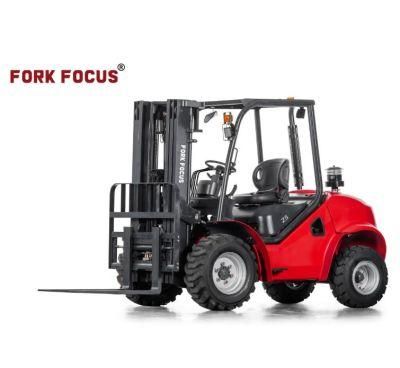 Rough Terrain Forklift Forkfocus 4WD 2.5t Rt Forklift for Construction Factory Forklift Services