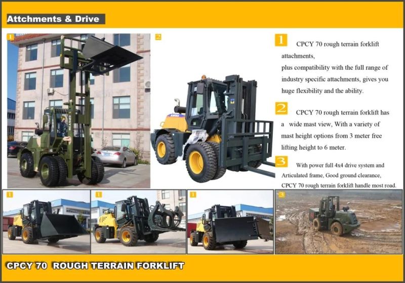 5ton 7ton 4WD All/Rough Terrain Forklift 6 Wheels