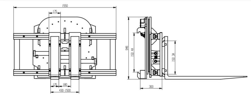 4t 360 Degree Rotating Fork Positioner/Forklift Attachments"