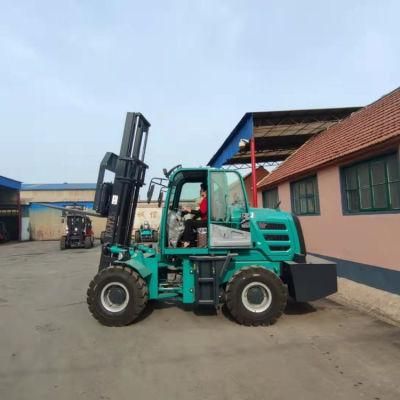 3 Ton 4ton 5 Tons Rough Terrain Forklifts Lifting Equipment 4WD Wheel Drive Rough Terrain Forklift with Cab