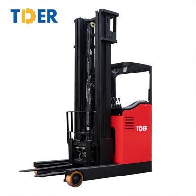 2022 Tder 1.5 Ton 2 Ton 2.5 Ton Electric Reach Forklift Narrow Rack Reach Stacker in Warehouse