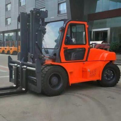 10ton Diesel Forklift with Full Closed Cabin Fork Automatic Adjustable Max Lifting Height 3m to 6m