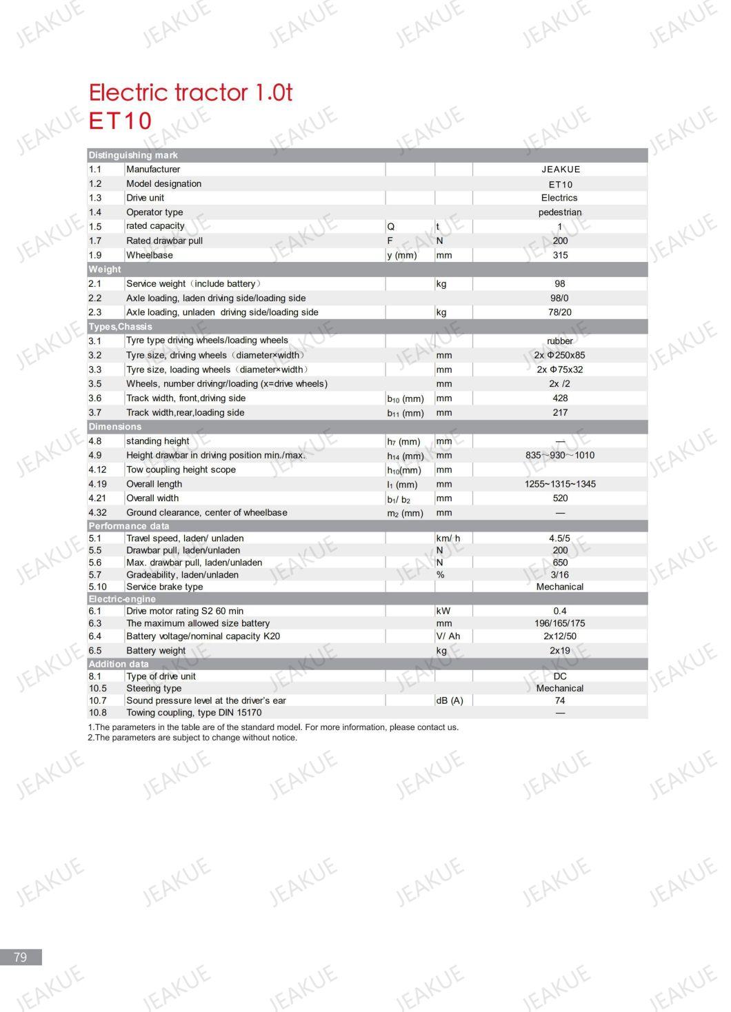 1000 Kg Walking Type Electric Tow Tractor