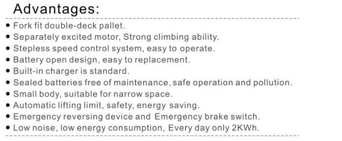 1.5t Full Electric Power Battery Hydraulic Pallet Truck with SGS/CE Certification